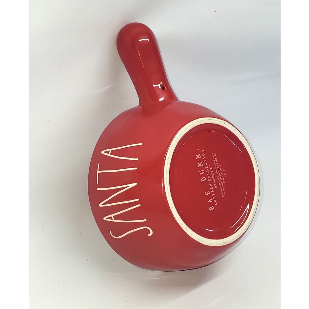 Rae Dunn Red "Santa" Soup Bowl With Handle White Lettering 1159 - Picture 2 of 5